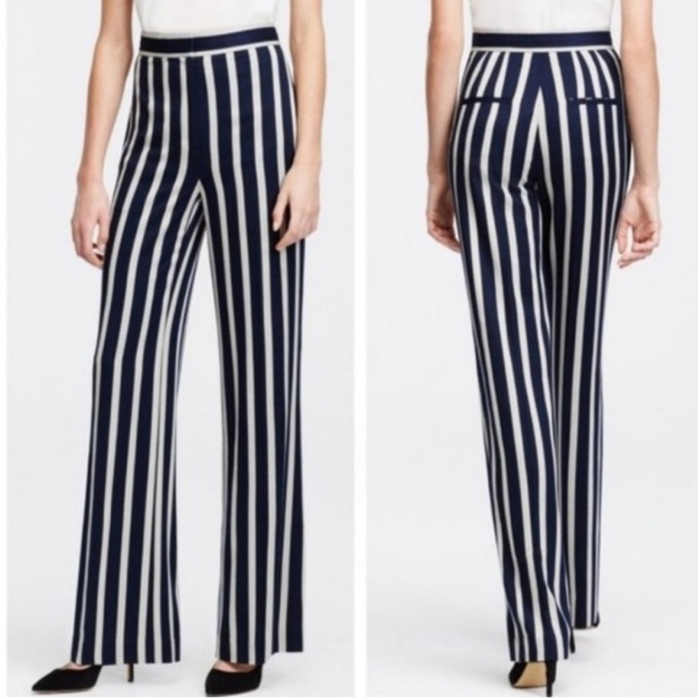 NWT Ann Taylor Fluid Stripe High Waist Wide Leg Pants Size 18